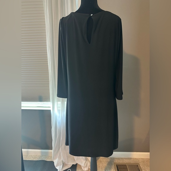 White House Black Market Black Dress Long Sleeve Crew Neck - Picture 2 of 5